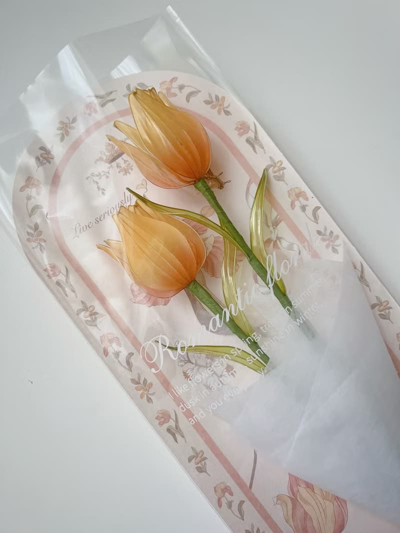 寄語花箋 橘 樹脂鬱金香花飾