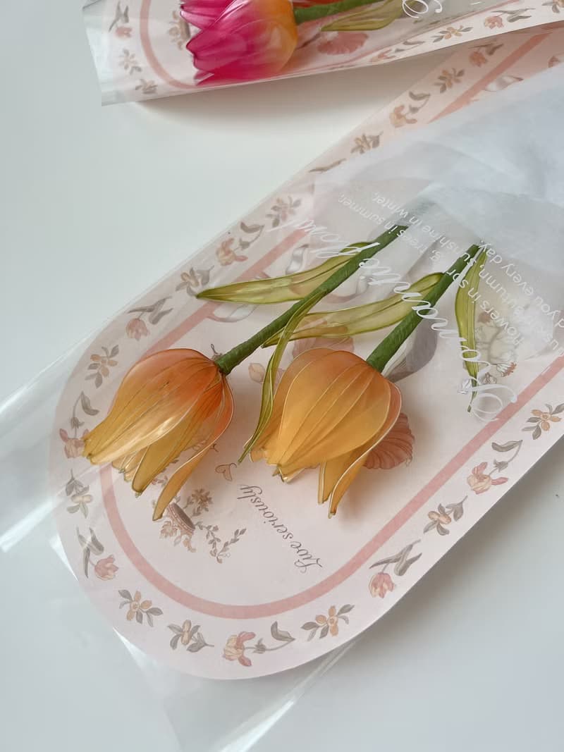 寄語花箋 橘 樹脂鬱金香花飾