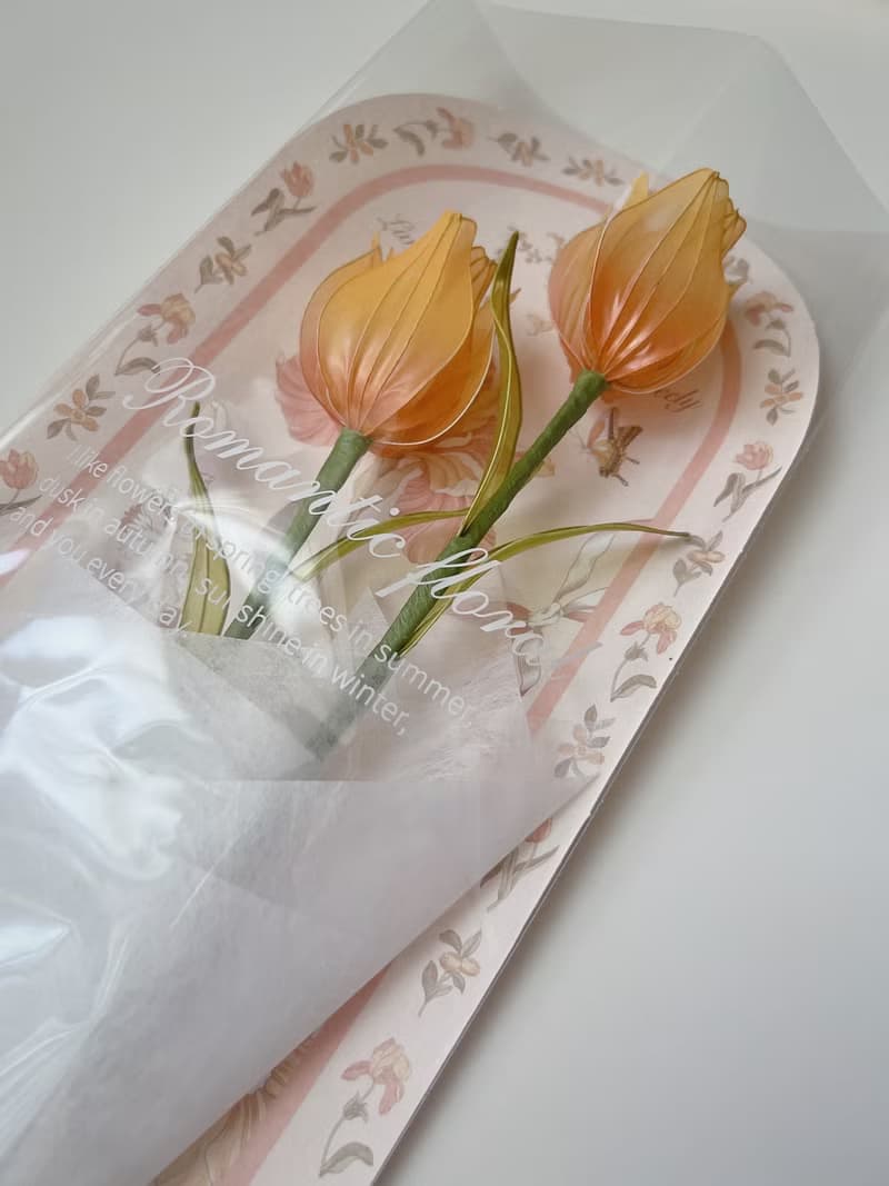 寄語花箋 橘 樹脂鬱金香花飾