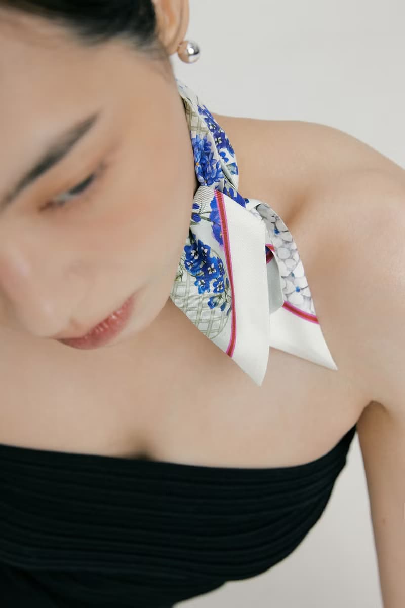 【Ven & Qu】飛燕草花日絲巾 6×110cm – 優雅印花