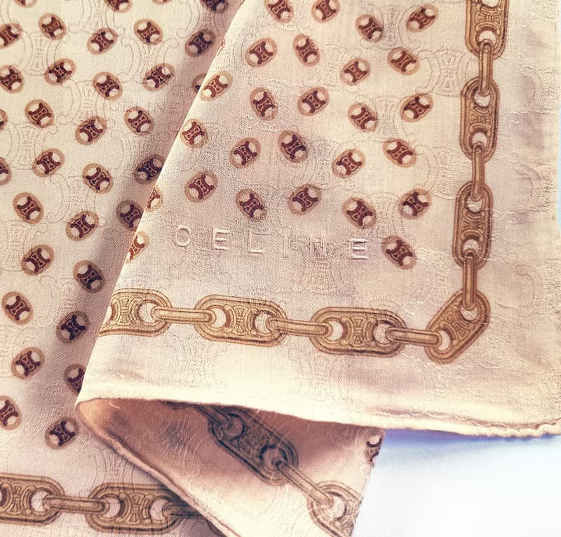 Celine Vintage Scarf Monogram Logo 23 x 22 inches 赛琳