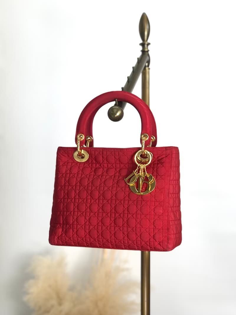 【 日本直送　名牌中古包 】Christian Dior クリスチャン ディオール カナージュ ハンドバッグ レッド ナイロン vintage cstet8