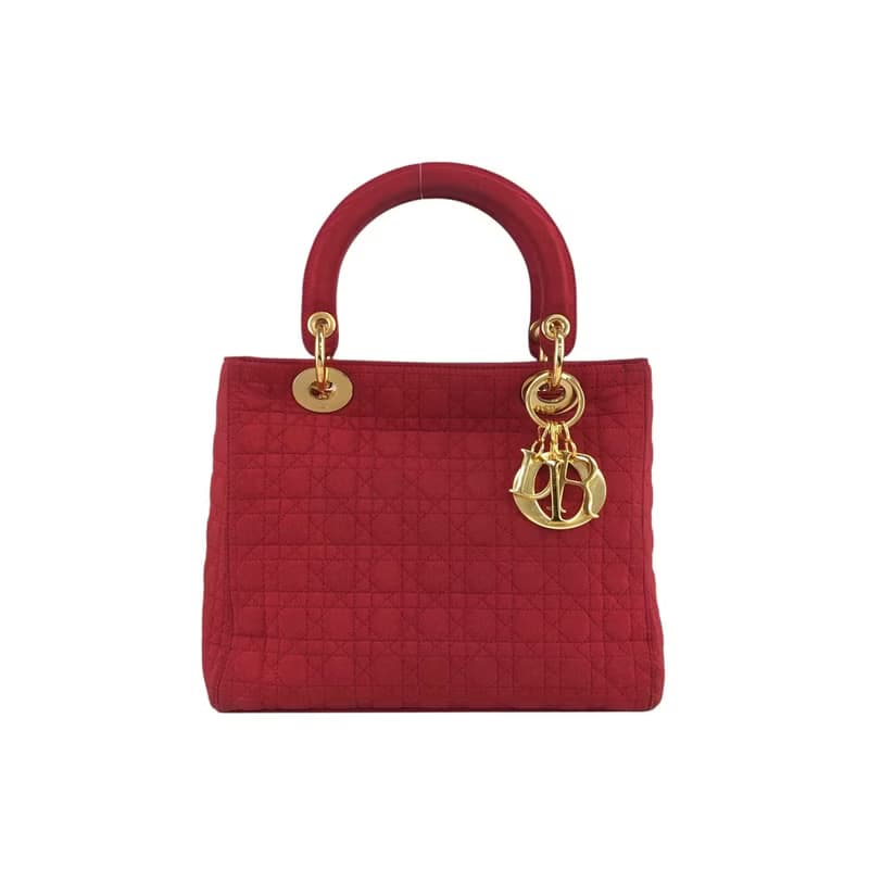 【 日本直送　名牌中古包 】Christian Dior クリスチャン ディオール カナージュ ハンドバッグ レッド ナイロン vintage cstet8