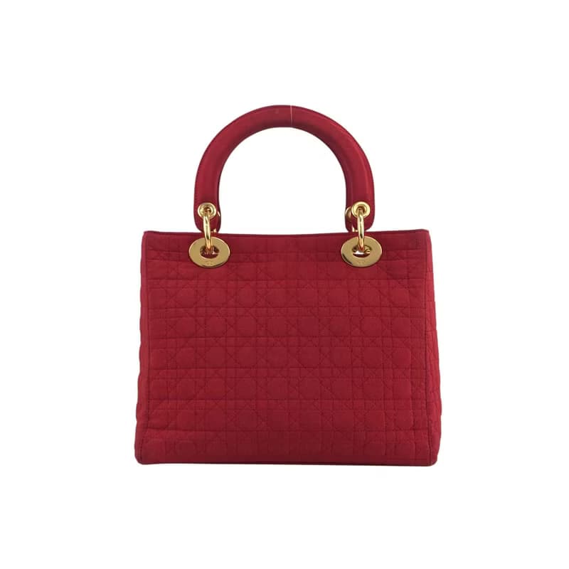 【 日本直送　名牌中古包 】Christian Dior クリスチャン ディオール カナージュ ハンドバッグ レッド ナイロン vintage cstet8