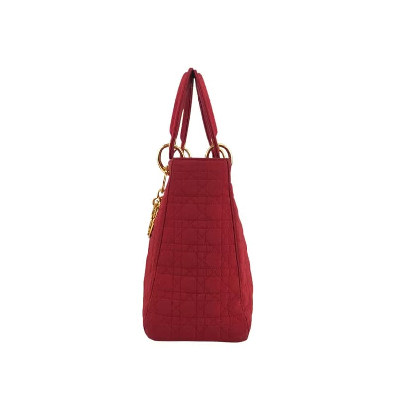 【 日本直送　名牌中古包 】Christian Dior クリスチャン ディオール カナージュ ハンドバッグ レッド ナイロン vintage cstet8