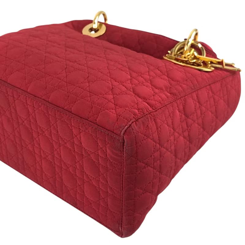【 日本直送　名牌中古包 】Christian Dior クリスチャン ディオール カナージュ ハンドバッグ レッド ナイロン vintage cstet8