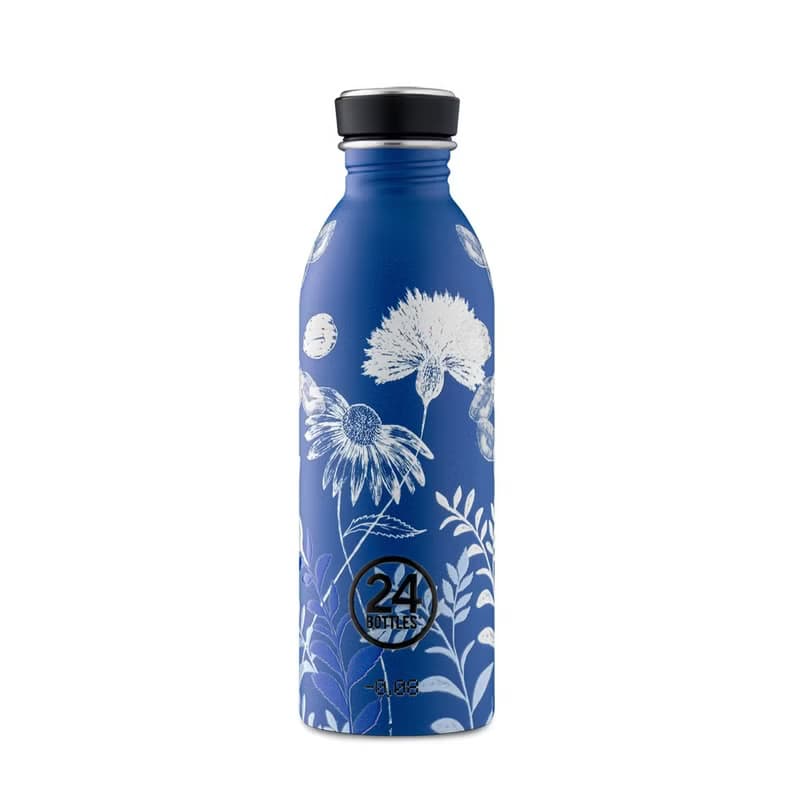 義大利 24Bottles 輕量冷水瓶 500ml - 藍色花影