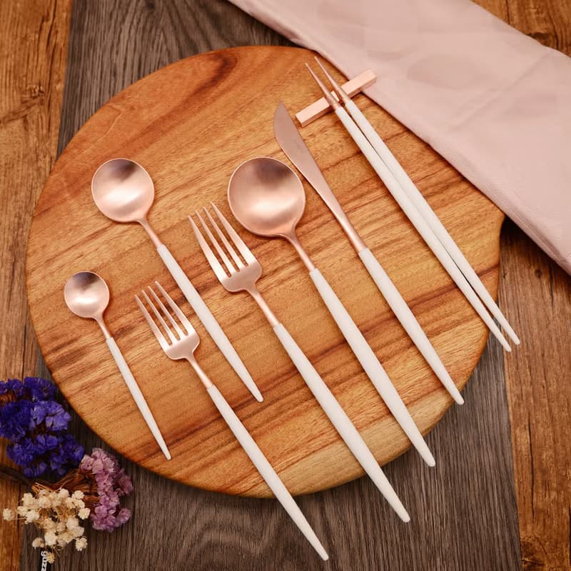 葡萄牙Cutipol GOA系列白玫瑰金22.3cm筷組