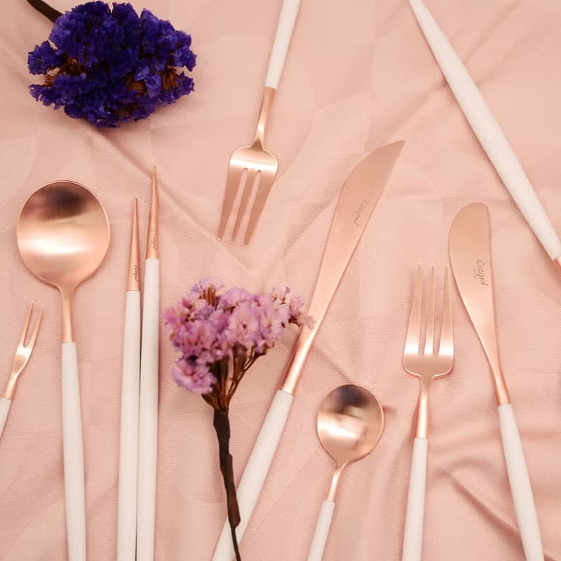 葡萄牙Cutipol GOA系列白玫瑰金22.3cm筷組