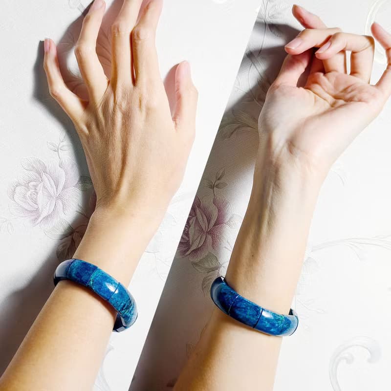 頂級鳳凰石 藍銅礦 松石 招財 收藏 鐲形手排 手鍊 單品 禮物