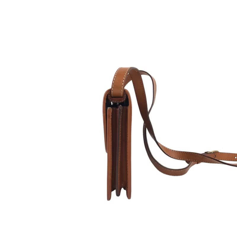 【 日本直送　名牌中古包 】CELINE セリーヌ マカダム ショルダーバッグ ブラウン ブラゾン型押し PVC/レザー vintage オールド ix2eki