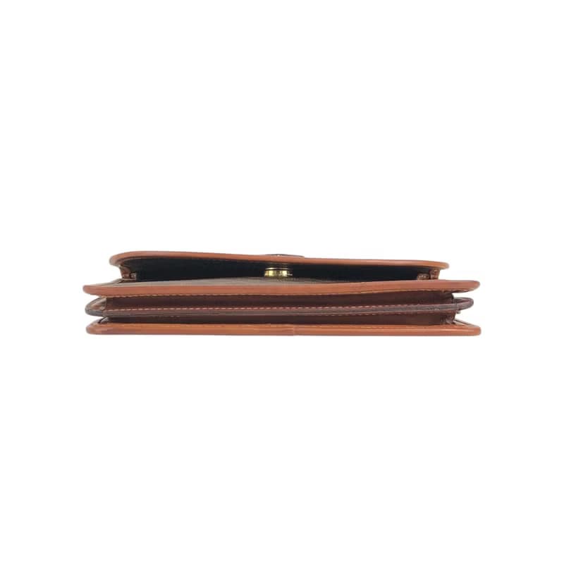 【 日本直送　名牌中古包 】CELINE セリーヌ マカダム ショルダーバッグ ブラウン ブラゾン型押し PVC/レザー vintage オールド ix2eki