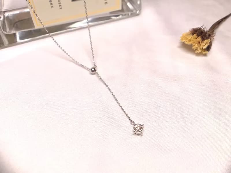 【Jewelry Ya 茱麗葉】伸縮墜 - Y字鍊 - 18K  白K金 小鑽項鍊