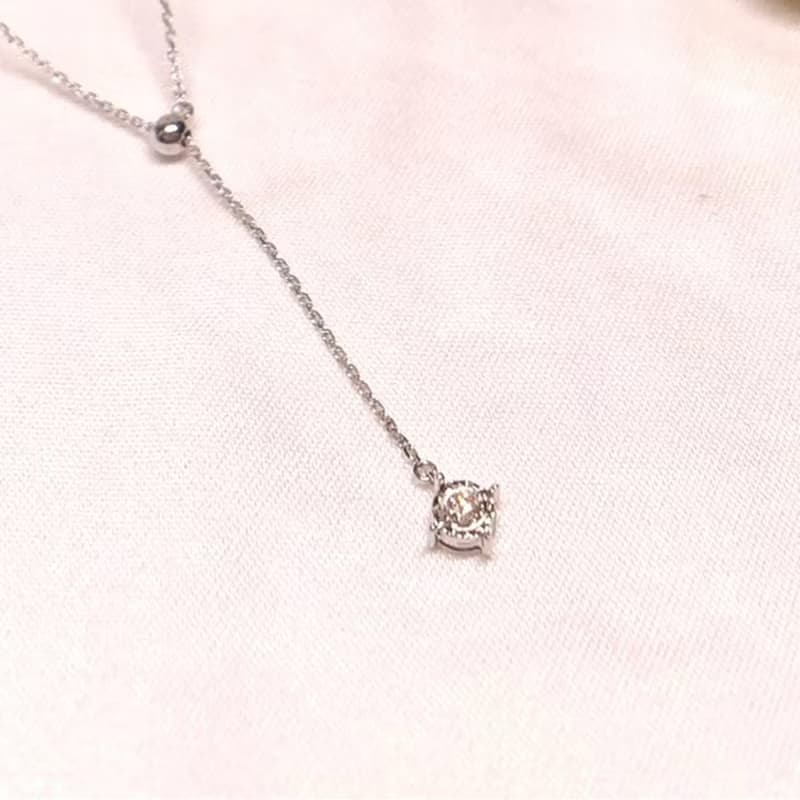 【Jewelry Ya 茱麗葉】伸縮墜 - Y字鍊 - 18K  白K金 小鑽項鍊