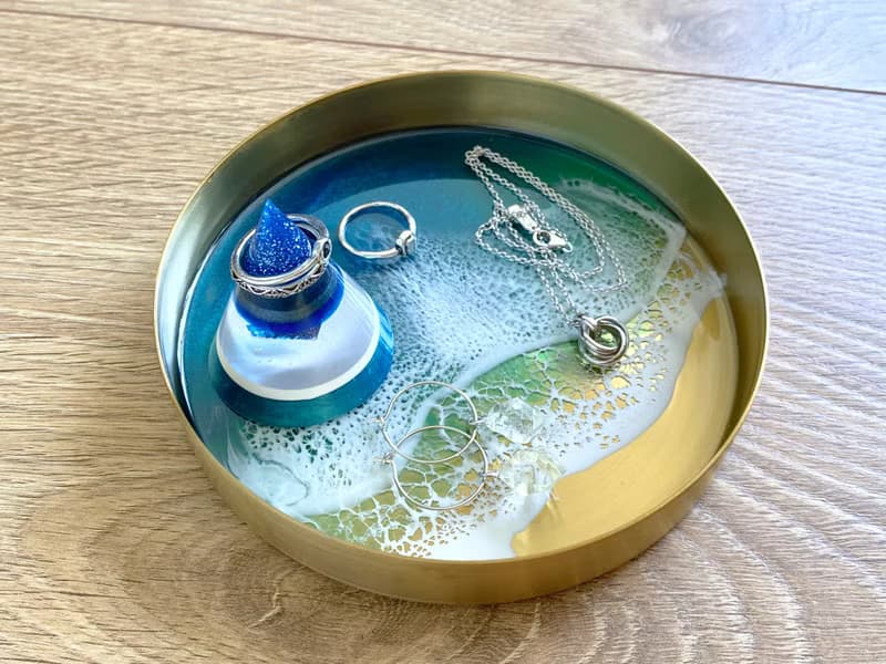 Stainless Steel Display Tray, Turquoise Ocean, Wedding Gift, Home Gift