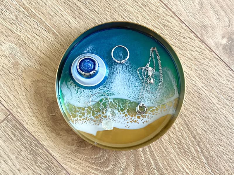 Stainless Steel Display Tray, Turquoise Ocean, Wedding Gift, Home Gift