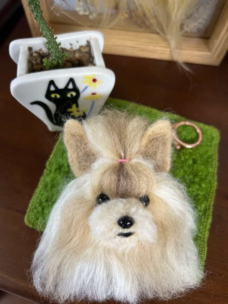 Custom dog needle felt key chain Yorkshire terrier