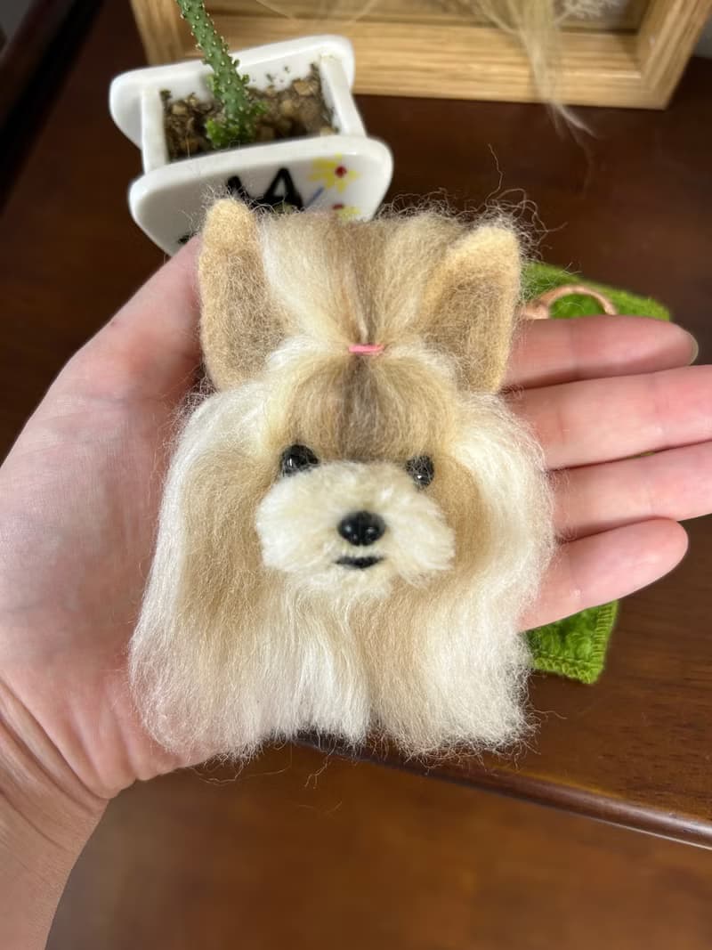 Custom dog needle felt key chain Yorkshire terrier
