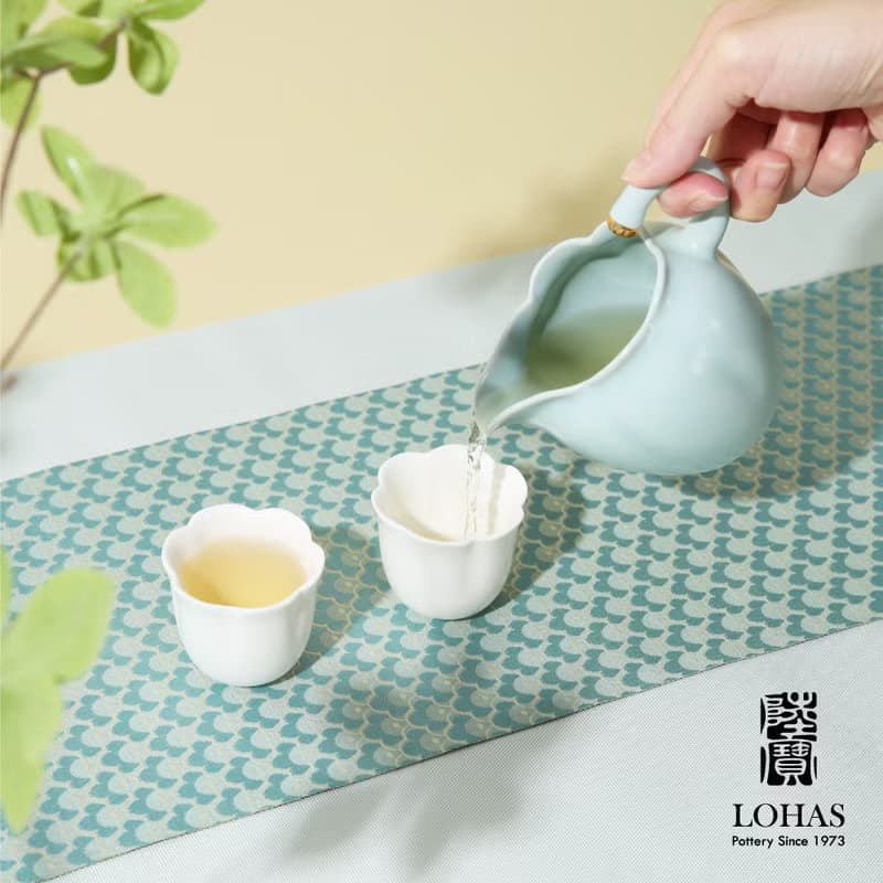 陸寶 吉相伴茶組 天青色 1壺1海6杯+壺承 茶具組