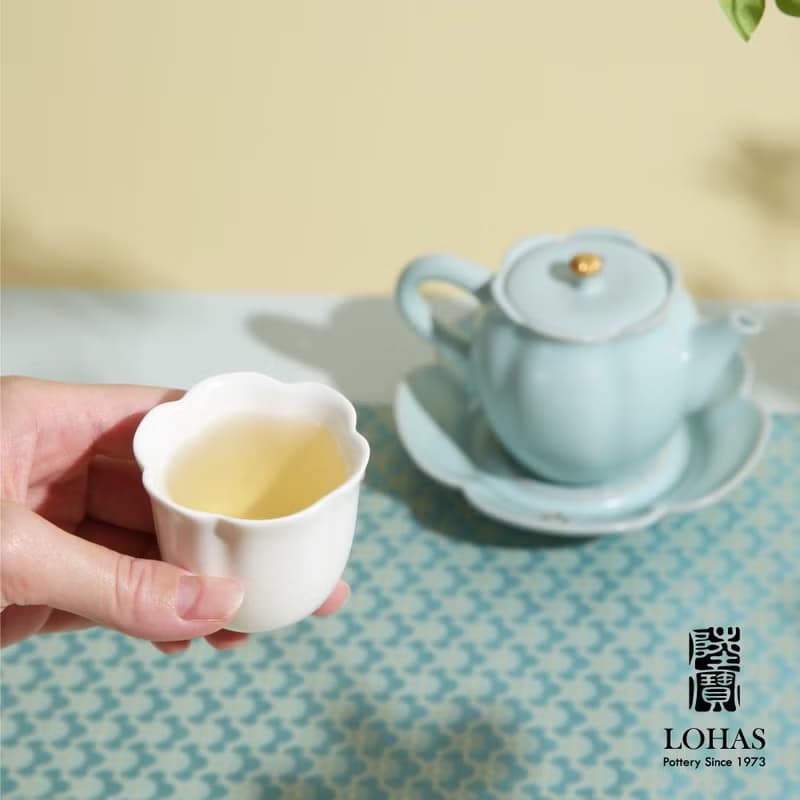 陸寶 吉相伴茶組 天青色 1壺1海6杯+壺承 茶具組