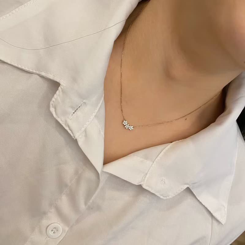 925純銀 | 三朵小桃花_項鍊