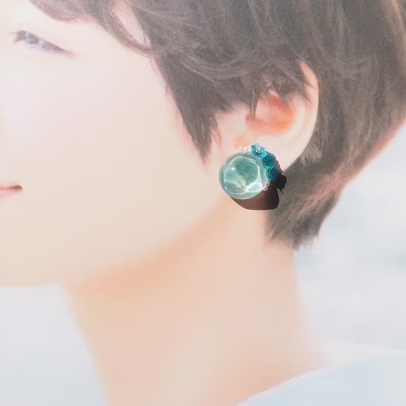 美濃和紙の勿忘草　ピアス/イヤリング