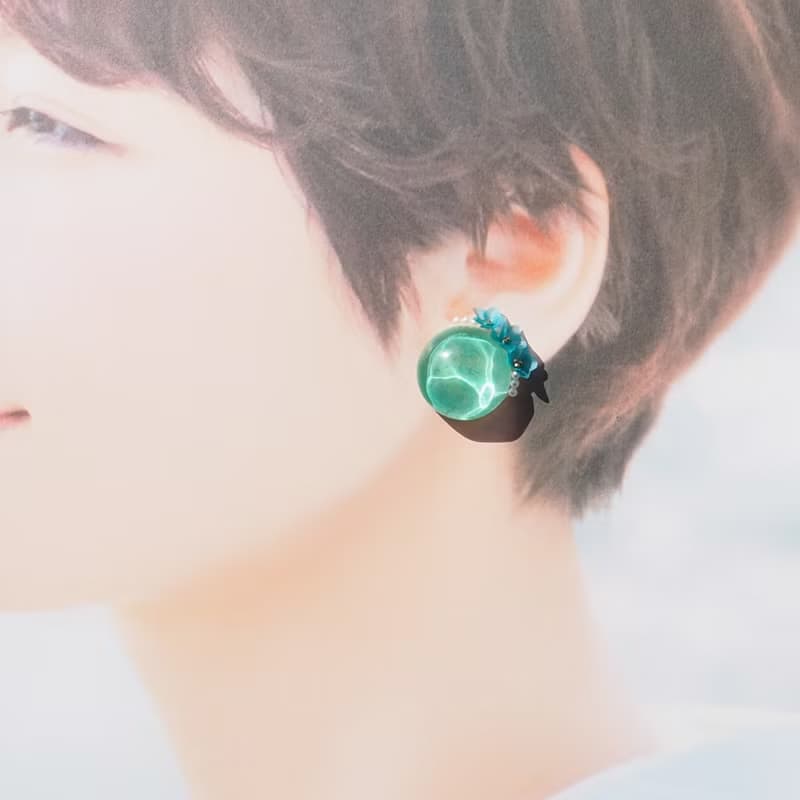 美濃和紙の勿忘草　ピアス/イヤリング