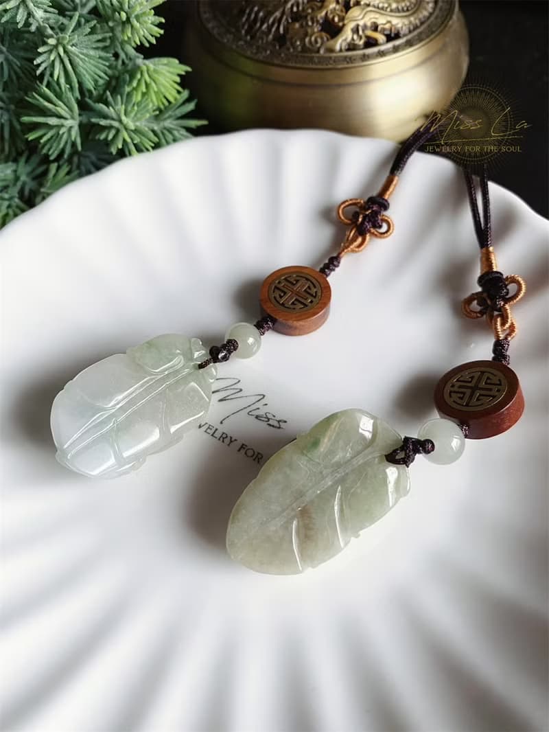 天然緬甸玉 翡翠 螭龍 錢幣 如意 一葉致富 發財 包掛 禮物