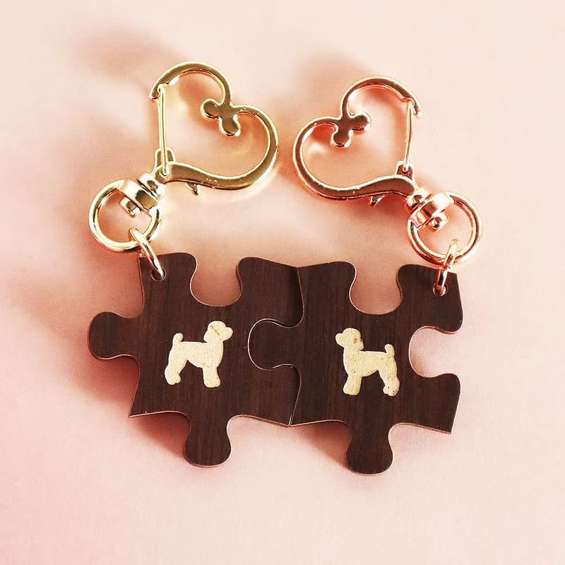 まるでチョコ 犬種３５種 パズル 木製キーホルダー ペアセット バレンタイン 2ピース 誕生日
