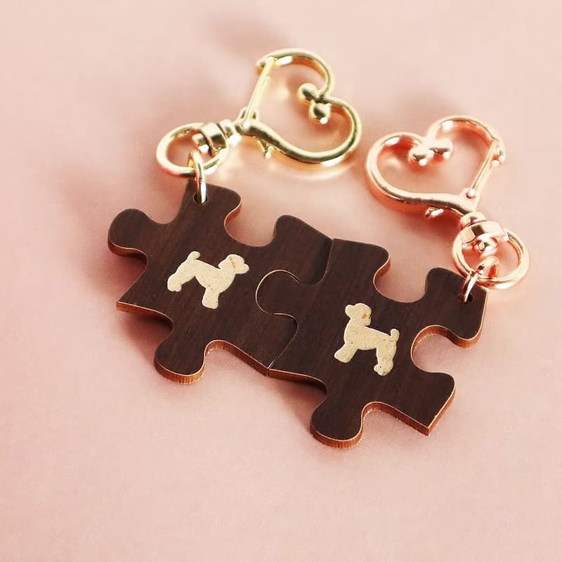 まるでチョコ 犬種３５種 パズル 木製キーホルダー ペアセット バレンタイン 2ピース 誕生日