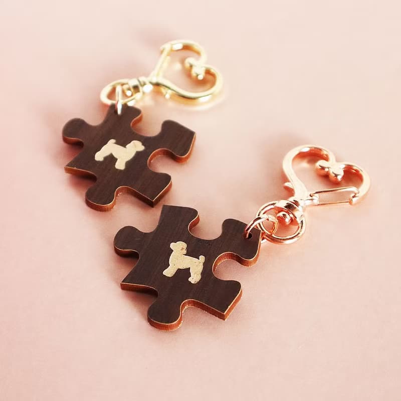 まるでチョコ 犬種３５種 パズル 木製キーホルダー ペアセット バレンタイン 2ピース 誕生日