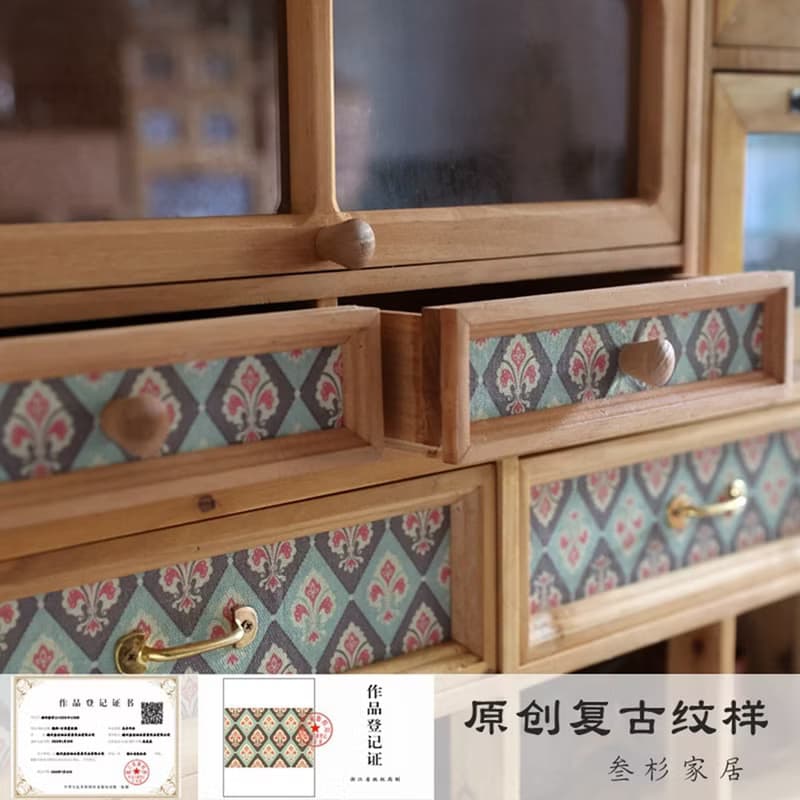古典窗花紋樣 中古收納櫃 香水杯子復古儲物櫃