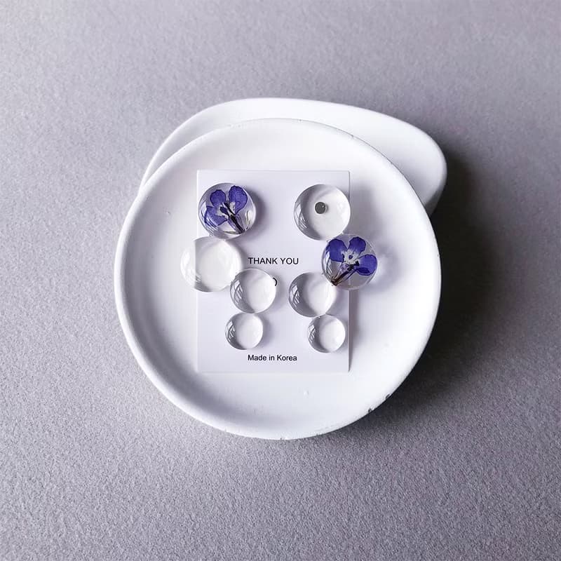 【茜作】乾燥花手工定制耳環 耳針 耳夾 耳釘 耳墜 琉璃凍感設計