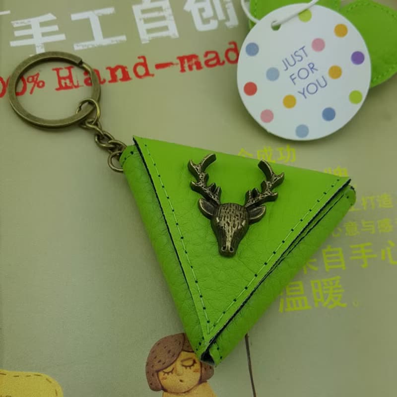 鹿頭三角形零錢包袋,吉他pick袋 鑰匙扣 包掛飾 小禮物 可印名字