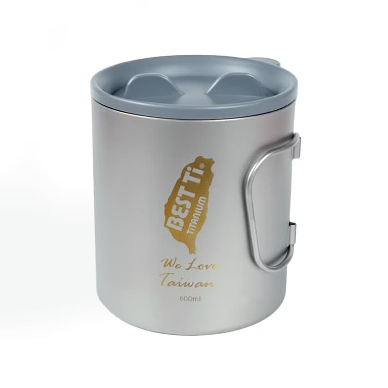 純鈦雙層摺疊杯600ml 馬克杯 保溫杯