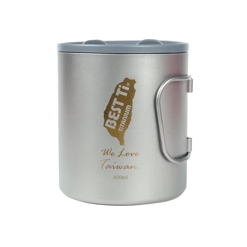 純鈦雙層摺疊杯600ml 馬克杯 保溫杯