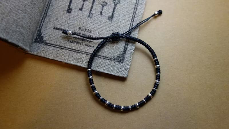 ~米+熊~ 套圈圈925純銀 蠶絲蠟線 編織細手鍊925 silver bracelet