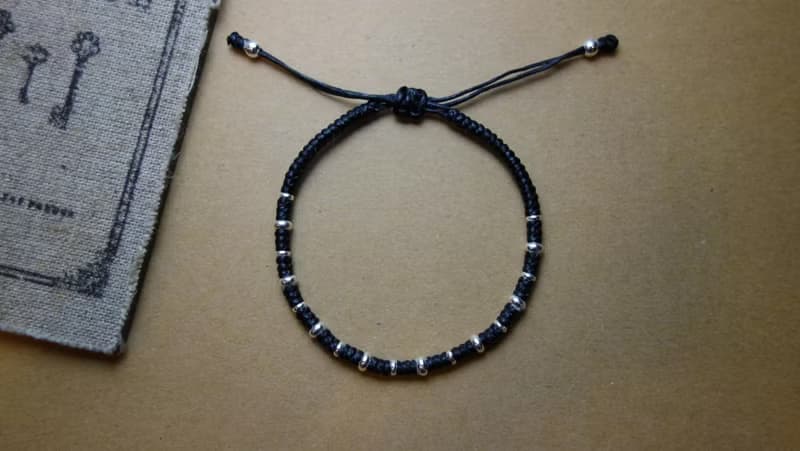 ~米+熊~ 套圈圈925純銀 蠶絲蠟線 編織細手鍊925 silver bracelet