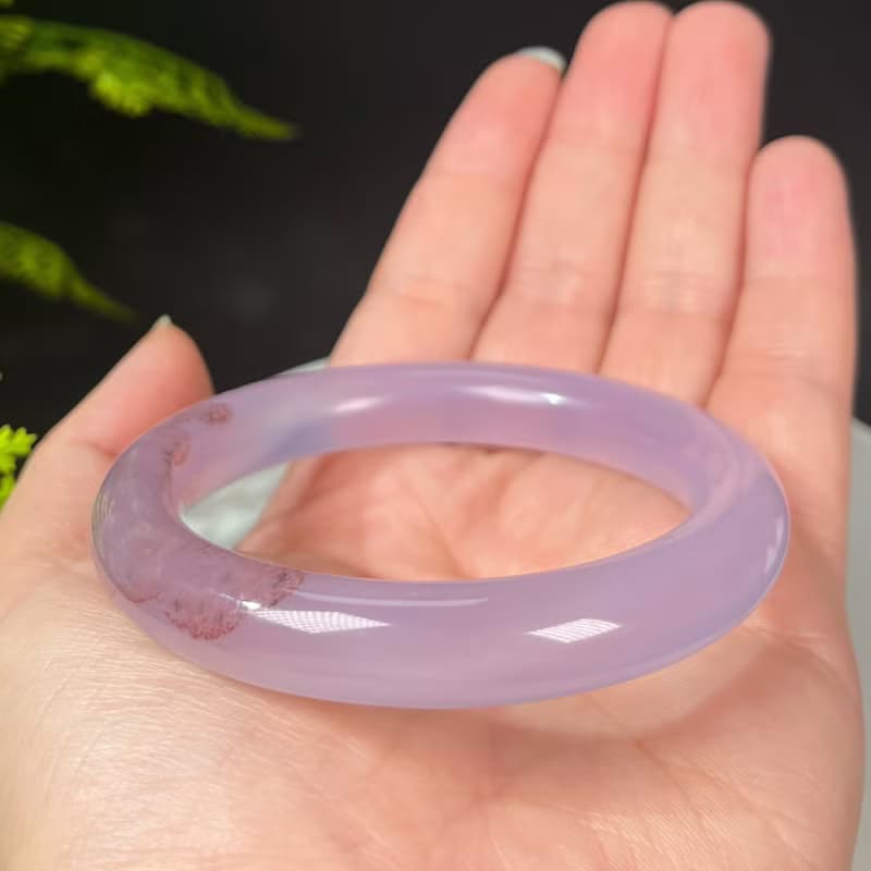稀有冰紫朱砂瑪瑙手鐲54MM 起光飄花朱砂點玉髓手環 水潤驚艷大氣