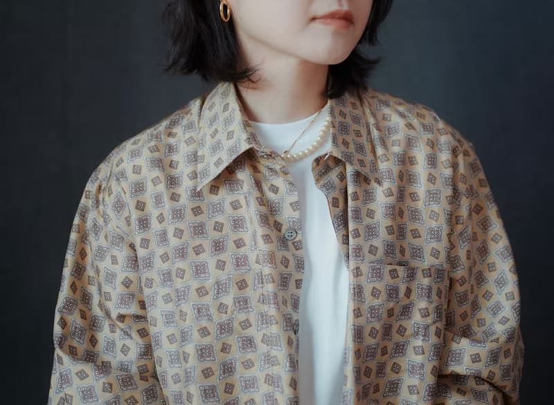 卡其真絲古董古著襯衫vintage母親節 禮物