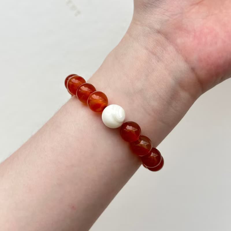 【巨蟹獅子座|7月】紅瑪瑙馬蹄螺手鏈 正面能量 鎮定自信安穩睡眠