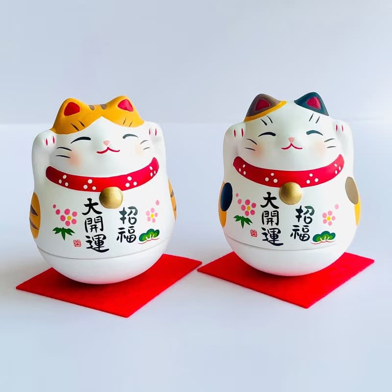 瀨戶燒藥師窯-招福大開運 搖搖招財貓-三花貓/虎斑貓