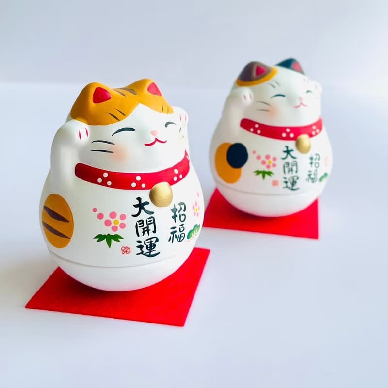 瀨戶燒藥師窯-招福大開運 搖搖招財貓-三花貓/虎斑貓
