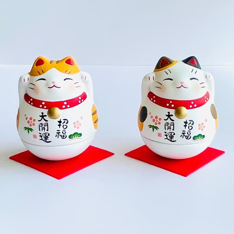 瀨戶燒藥師窯-招福大開運 搖搖招財貓-三花貓/虎斑貓