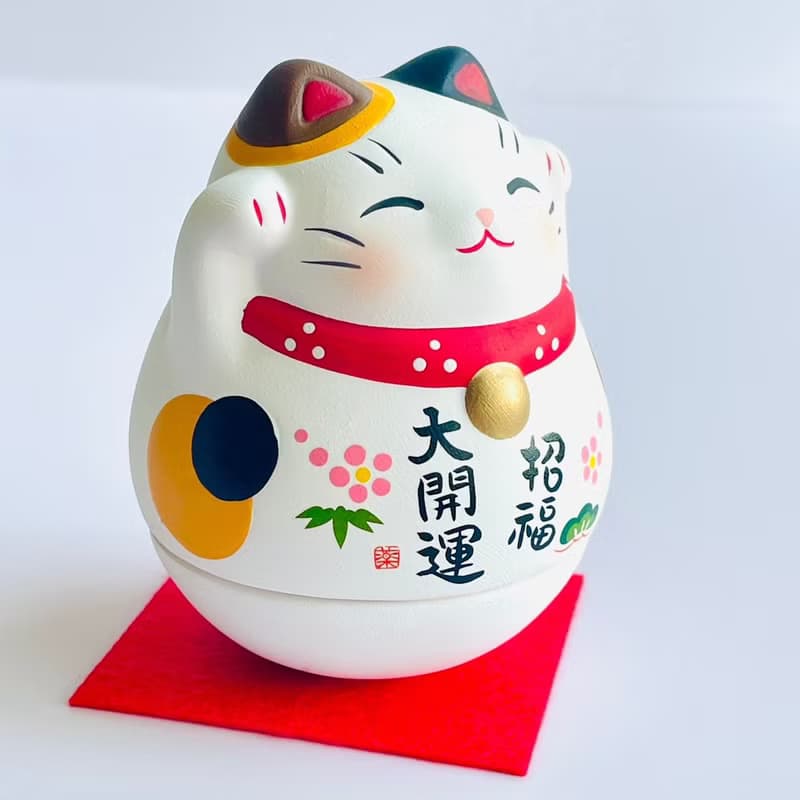 瀨戶燒藥師窯-招福大開運 搖搖招財貓-三花貓/虎斑貓