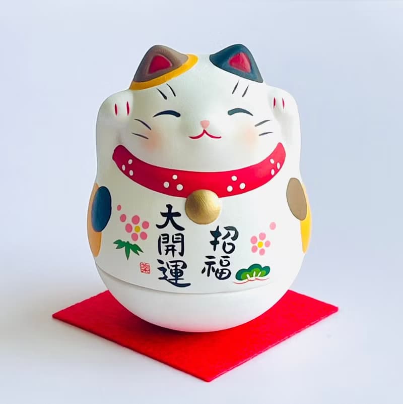 瀨戶燒藥師窯-招福大開運 搖搖招財貓-三花貓/虎斑貓