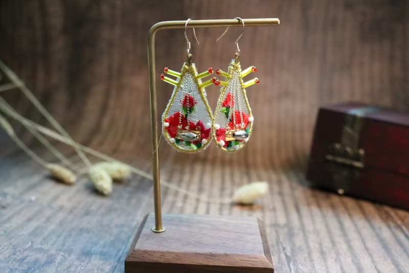 琵琶原創經典中國風復古手工刺繡耳環清新配飾品