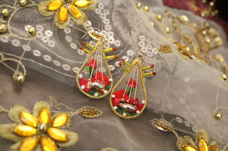 琵琶原創經典中國風復古手工刺繡耳環清新配飾品