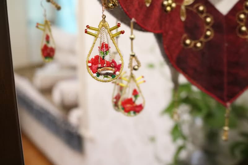 琵琶原創經典中國風復古手工刺繡耳環清新配飾品