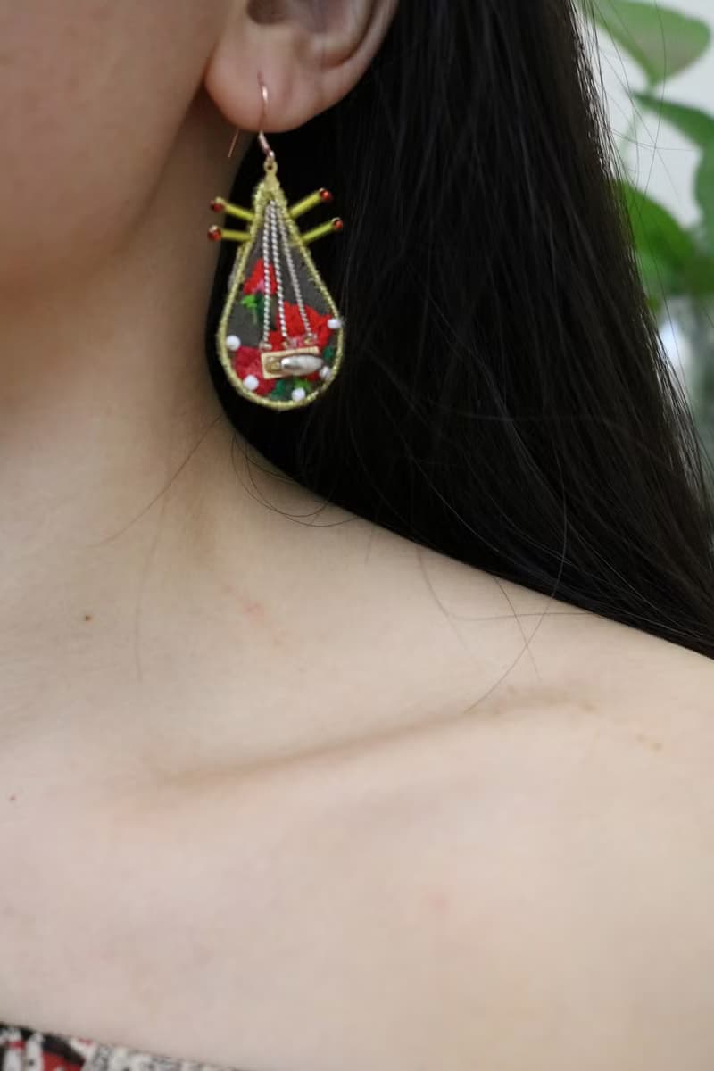 琵琶原創經典中國風復古手工刺繡耳環清新配飾品